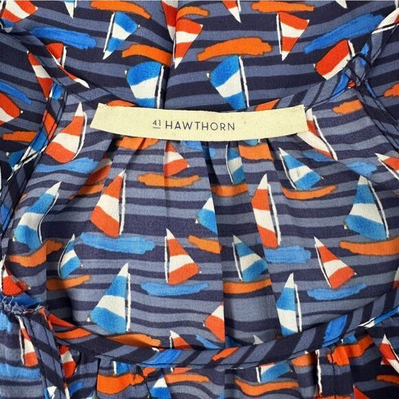 41 HAWTHORN Halter Neck Sailboats Novelty Print Waist Tie Dress Sz S - Picture 6 of 7